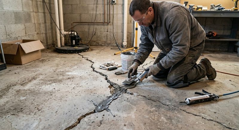 Cracked Basement Floor Repair in Southington, CT