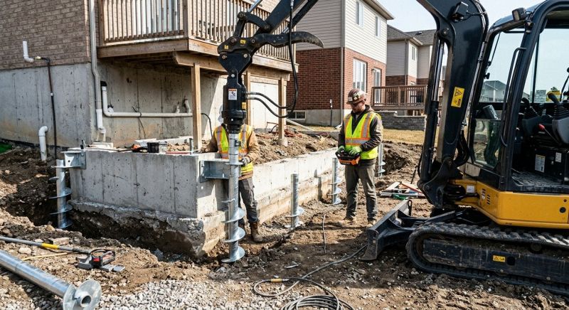 Helical Piers Installation in Southington, CT