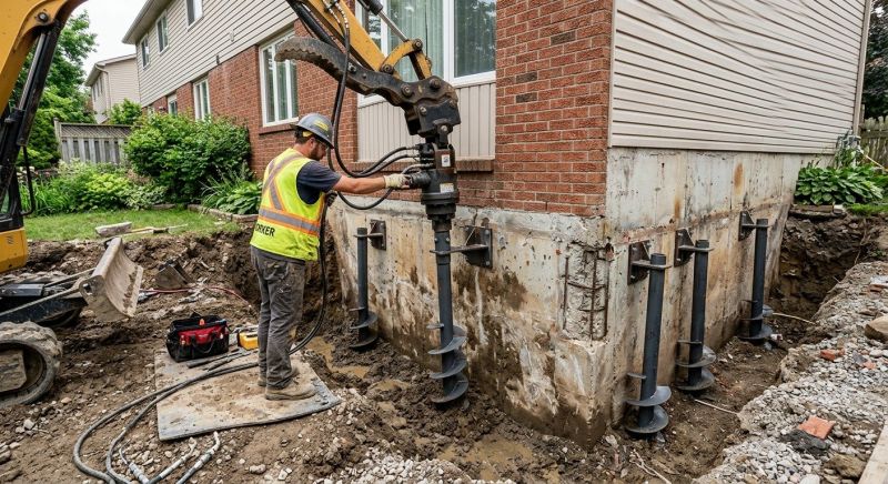 Helical Pile Installation in Southington, CT