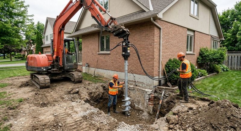 Helical Pile Installation in Southington, CT